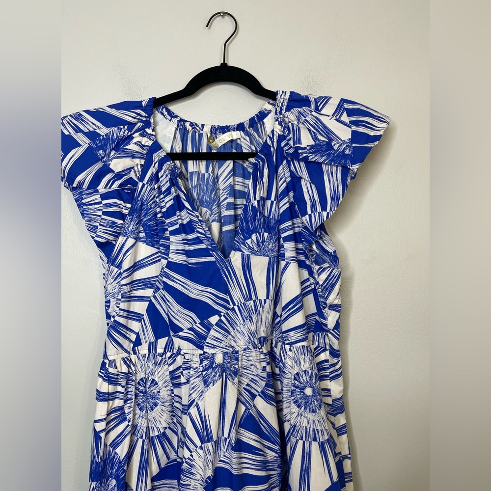 Marie Oliver NWOT Clover Dress in blue Radiance Slip on Cotton Bubble Hem Sz S - Picture 6 of 16